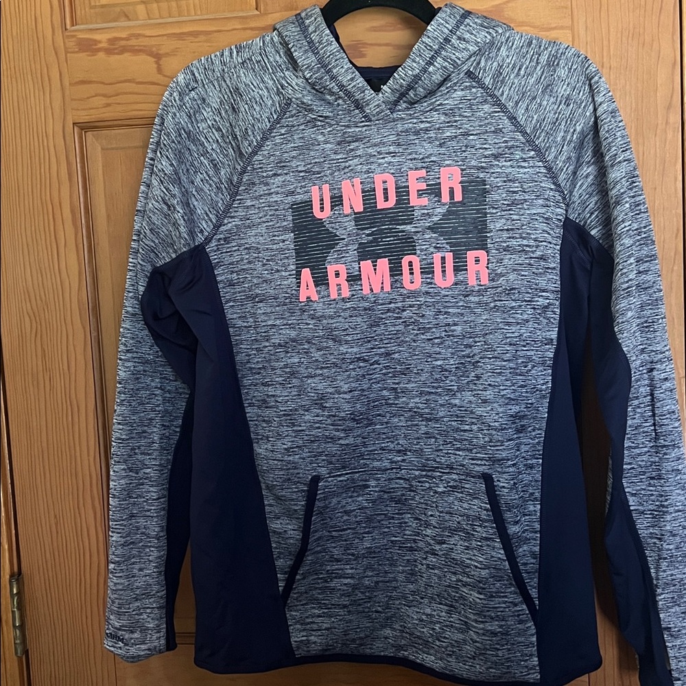 Under Armour Heathered Gray and Pink Hoodie